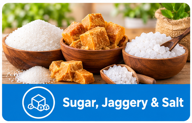 Sugar, Jaggery & Salt